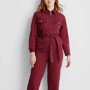 Women's Long Sleeve Zipper Jumpsuit - Future Collective Burgundy L